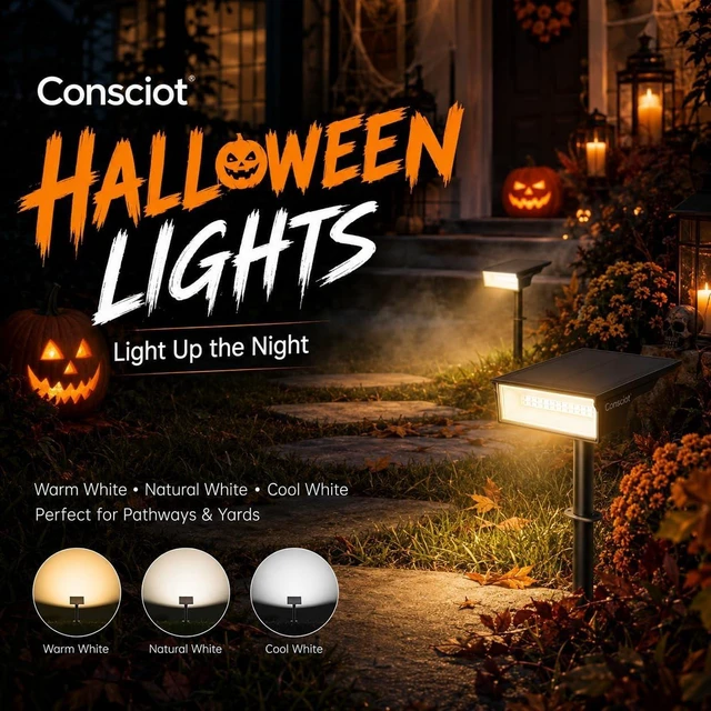 Alt view image 2 of 7 - 3 Color Solar Spot Lights 170° Wide Beam Halloween Lights