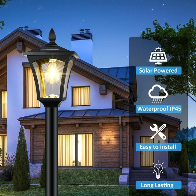 Alt view image 4 of 7 - 72" Solar Post Light with Planter Waterproof Outdoor Lamp for Backyard, Pathway, Patio, Lawn & Driveway Decor