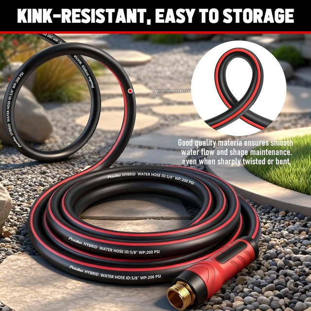 Alt view image 4 of 7 - 75 Ft x 5/8" Non-Expandable Heavy Duty Garden Hose Premium Flexible