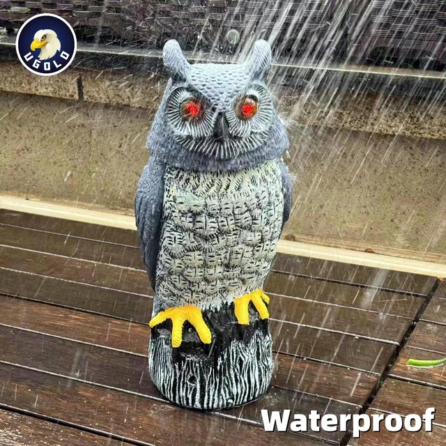 Alt view image 3 of 6 - Solar Powered Garden Owl Statue with Motion Detection, Rotating Head, Realistic Hoots & Silent Mode Outdoor Owl Decoration for Home, Garden, Patio & Lawn
