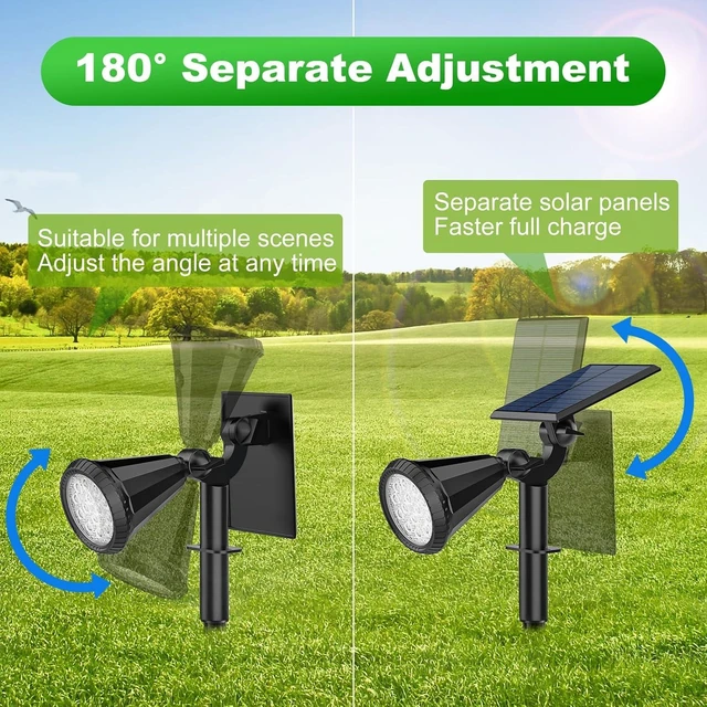 Alt view image 2 of 6 - 8 Pack Color Changing Solar Lights 180° Adjustable RGB Landscape Spotlights with 7 Modes, Waterproof for Yard, Pathway & Garden