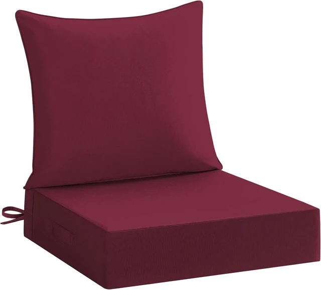 Main image of 24x24 Waterproof Fade-Resistant Chair Cushions with Handle & Removable Cover Deep Seat Outdoor Cushions for Sofa, Couch & Patio Chairs, Burgundy