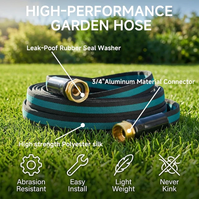 Alt view image 3 of 7 - 75 Ft Kink-Resistant Lightweight Garden Hose Flexible High-Pressure Hose for Outdoor Watering, Lawn Care, Garden & Car Cleaning