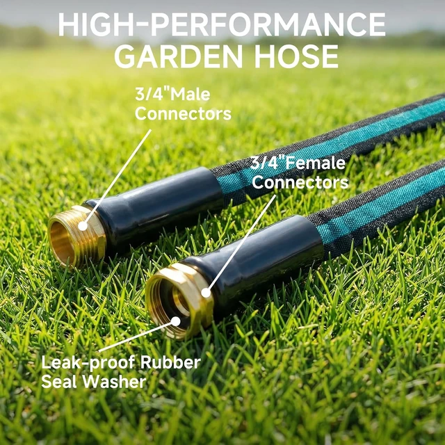Alt view image 5 of 7 - 75 Ft Kink-Resistant Lightweight Garden Hose Flexible High-Pressure Hose for Outdoor Watering, Lawn Care, Garden & Car Cleaning