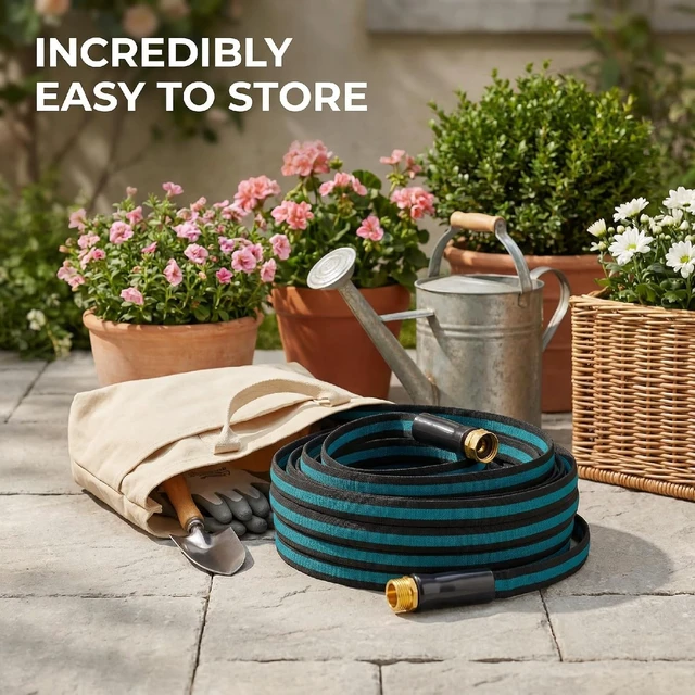 Alt view image 6 of 7 - 75 Ft Kink-Resistant Lightweight Garden Hose Flexible High-Pressure Hose for Outdoor Watering, Lawn Care, Garden & Car Cleaning