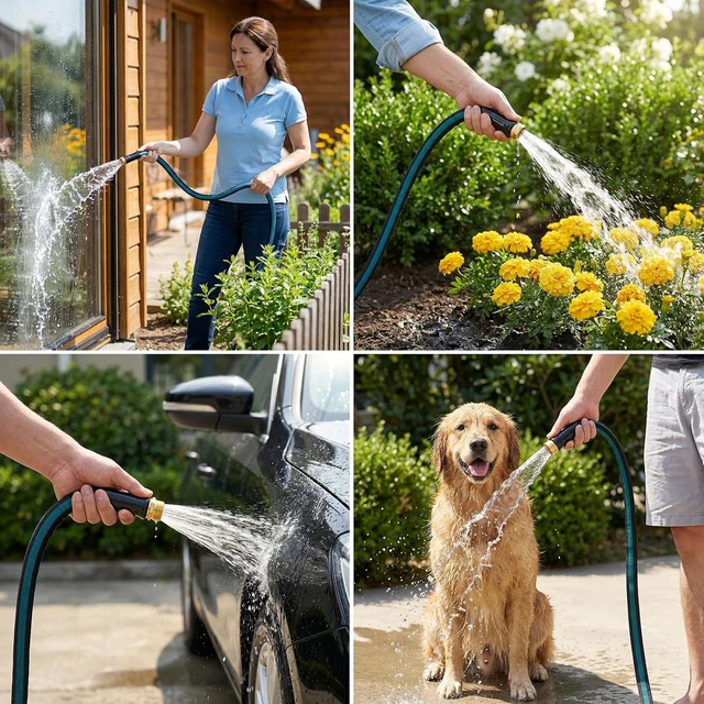 Alt view image 7 of 7 - 75 Ft Kink-Resistant Lightweight Garden Hose Flexible High-Pressure Hose for Outdoor Watering, Lawn Care, Garden & Car Cleaning