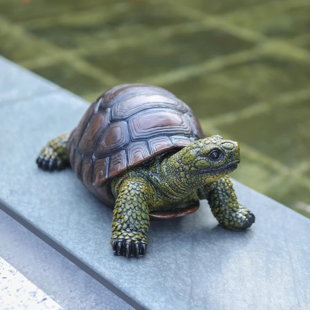 Alt view image 4 of 5 - Weather-Resistant Resin Turtle Statue Artistic Simulation Animal Sculpture, Exquisite Handicraft for Gardens, Courtyards, Ponds & Holiday Decor