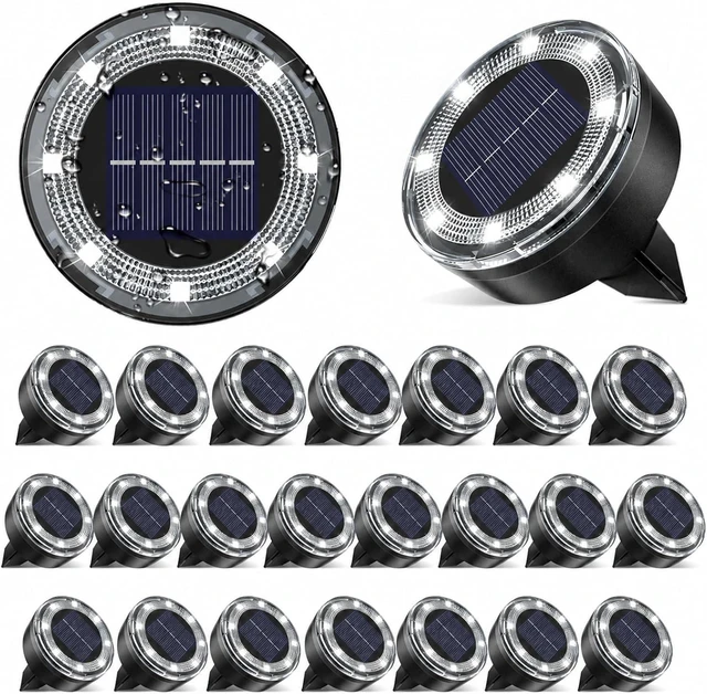 Main image of 24 Pack 2.2-Inch Mini Solar Ground Lights Outdoor Disk Lights