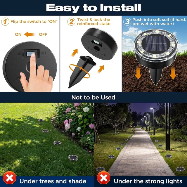 Alt view image 6 of 7 - 24 Pack 2.2-Inch Mini Solar Ground Lights Outdoor Disk Lights