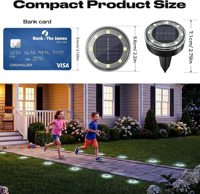Alt view image 5 of 7 - 24 Pack 2.2-Inch Mini Solar Ground Lights Outdoor Disk Lights