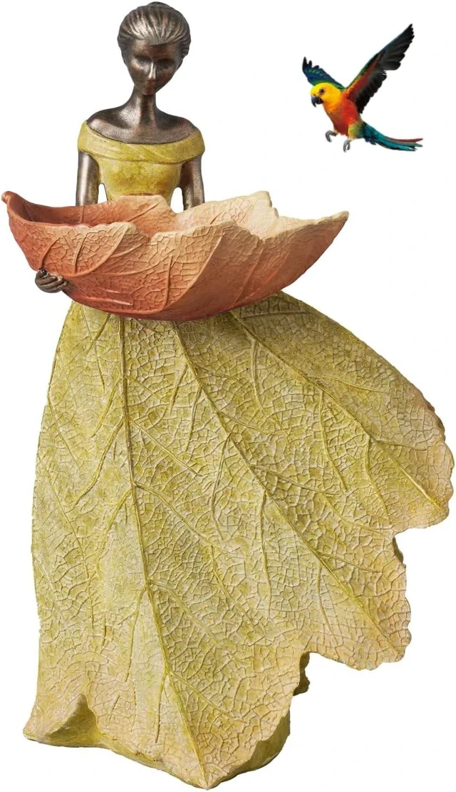 Main image of 12 Inch Fall Fairy Garden Statue Outdoor Bird Feeder Decor