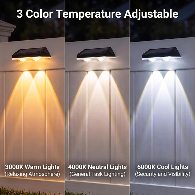 Alt view image 2 of 7 - 12 Pack 3 Color Temp Solar Fence Lights IP65 Waterproof LED Step Lights for Backyard, Patio, Railing, Garden & Yard