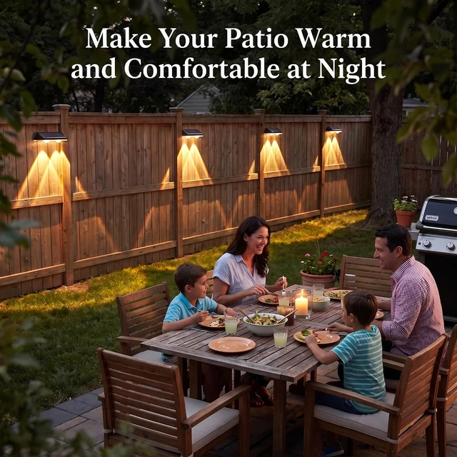 Alt view image 7 of 7 - 12 Pack 3 Color Temp Solar Fence Lights IP65 Waterproof LED Step Lights for Backyard, Patio, Railing, Garden & Yard