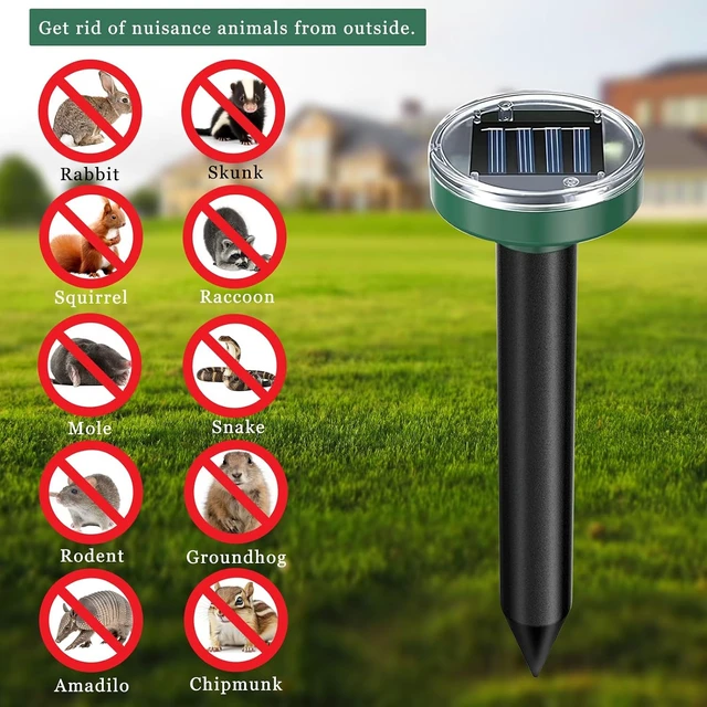 Alt view image 2 of 7 - 10 Pack Solar Powered Mole Repellent Ultrasonic Deterrent Spikes for Snake, Gopher, Groundhog & Vole, for Lawn, Garden & Yard