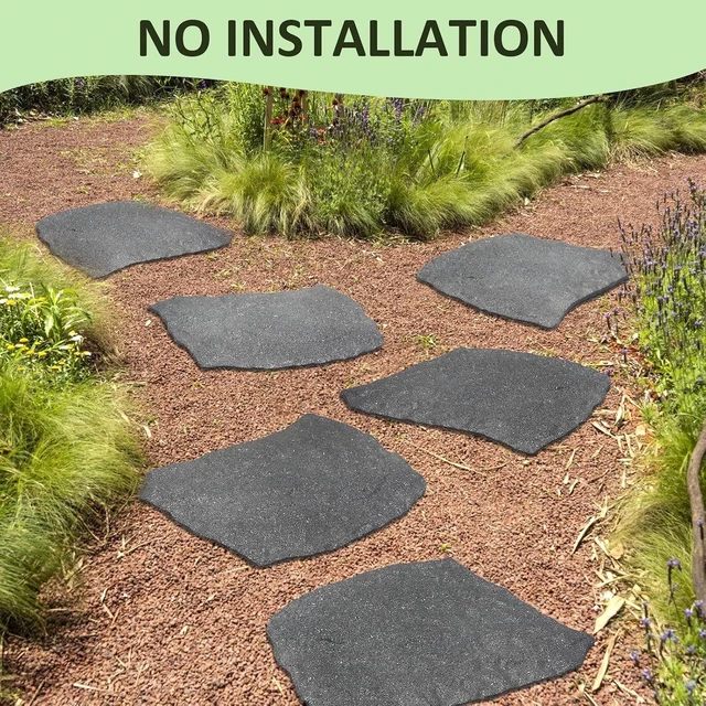 Alt view image 5 of 7 - 3 Pack Rubber Stepping Stones Outdoor Garden Pavers for Pathway & Walkway