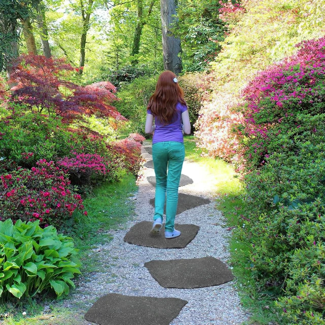 Alt view image 6 of 7 - 3 Pack Rubber Stepping Stones Outdoor Garden Pavers for Pathway & Walkway