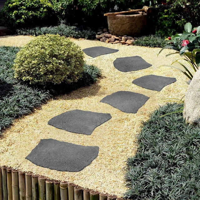 Alt view image 7 of 7 - 3 Pack Rubber Stepping Stones Outdoor Garden Pavers for Pathway & Walkway
