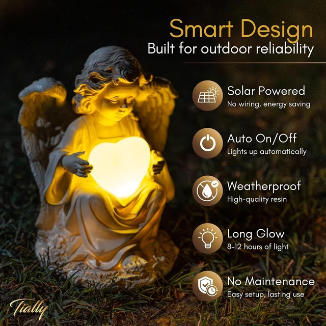 Alt view image 4 of 7 - 8" Solar Angel Garden Statue Guardian Memorial Outdoor Light