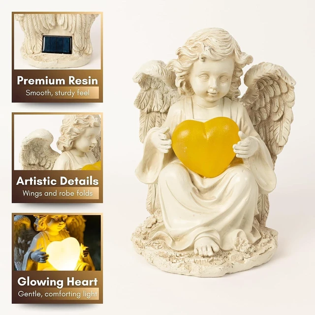 Alt view image 6 of 7 - 8" Solar Angel Garden Statue Guardian Memorial Outdoor Light