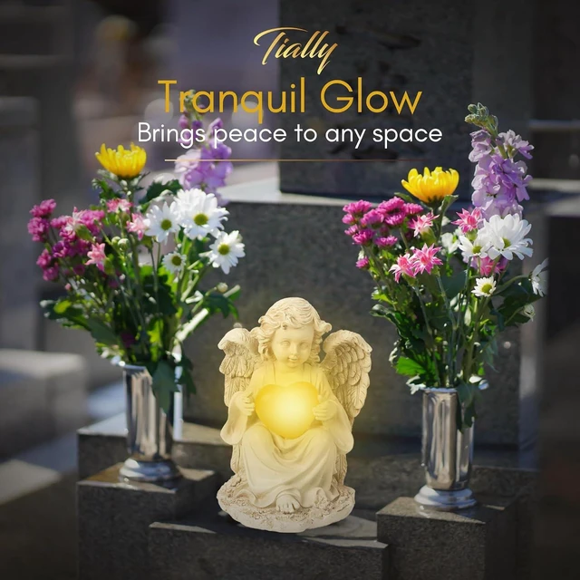 Alt view image 7 of 7 - 8" Solar Angel Garden Statue Guardian Memorial Outdoor Light