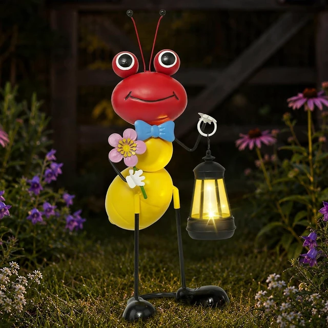 Main image of 15.3 Inch Solar Ant Garden Statue with Lantern Waterproof Metal Outdoor Light for Yard, Patio, Lawn, Porch & Pathway, Garden Gift for Women, Mom & Grandma (RED)