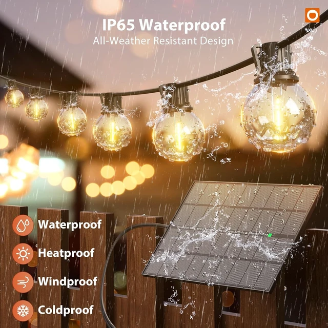 Alt view image 4 of 7 - 102 Ft Waterproof Solar String Lights Outdoor with USB Charging