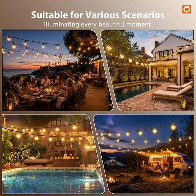 Alt view image 6 of 7 - 102 Ft Waterproof Solar String Lights Outdoor with USB Charging