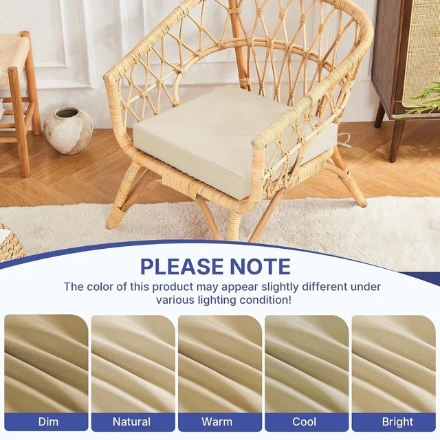 Alt view image 6 of 7 - Set of 4, 19" x 19" x 3" Waterproof Outdoor Chair Cushions with Handle & Ties 3 Year Color Fastness Patio Seat Pads for Sofa & Couch, Beige