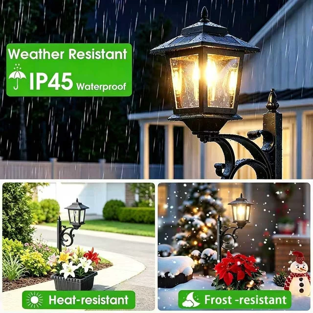 Alt view image 3 of 7 - 2 Pack 2-in-1 Solar Lamp Post with Planter Waterproof Wall Mount or Freestanding Outdoor Light for Garden, Patio, Front Porch & Back Door, Warm White