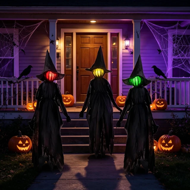 Alt view image 3 of 7 - 3 Pack 6 Ft Halloween Witch Decorations Outdoor