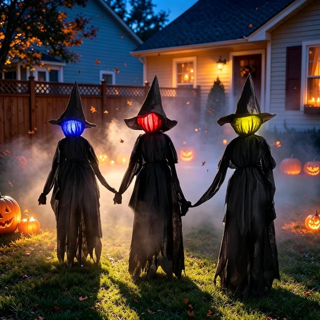 Alt view image 4 of 7 - 3 Pack 6 Ft Halloween Witch Decorations Outdoor