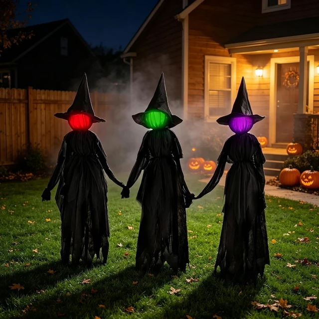 Alt view image 5 of 7 - 3 Pack 6 Ft Halloween Witch Decorations Outdoor