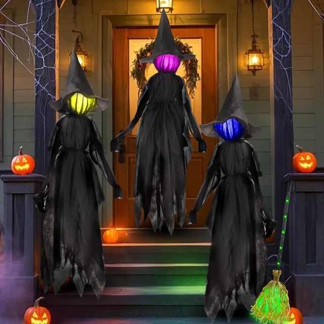 Alt view image 7 of 7 - 3 Pack 6 Ft Halloween Witch Decorations Outdoor