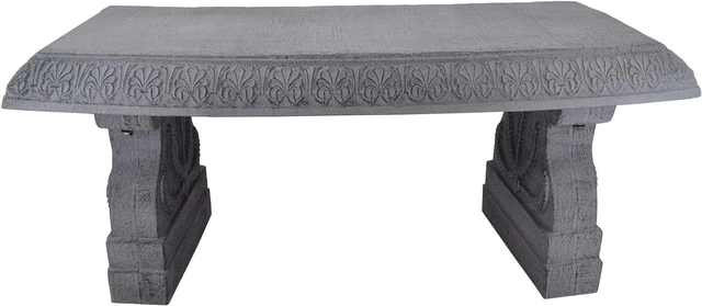 Alt view image 4 of 7 - BE02 Fiberclay Outdoor Garden Bench Gray Patio Seating for Front Porch, Park & Outside Decor