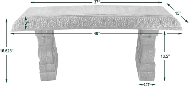 Alt view image 3 of 7 - BE02 Fiberclay Outdoor Garden Bench Gray Patio Seating for Front Porch, Park & Outside Decor