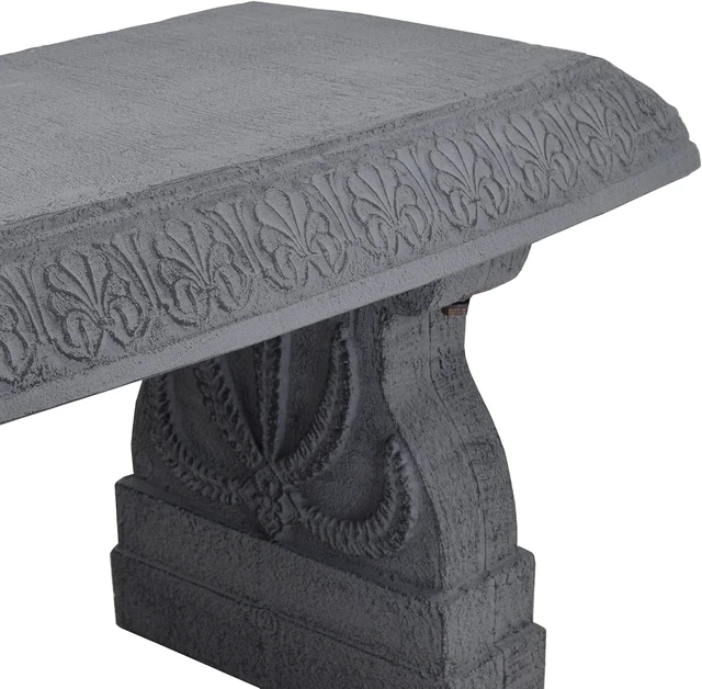 Alt view image 5 of 7 - BE02 Fiberclay Outdoor Garden Bench Gray Patio Seating for Front Porch, Park & Outside Decor