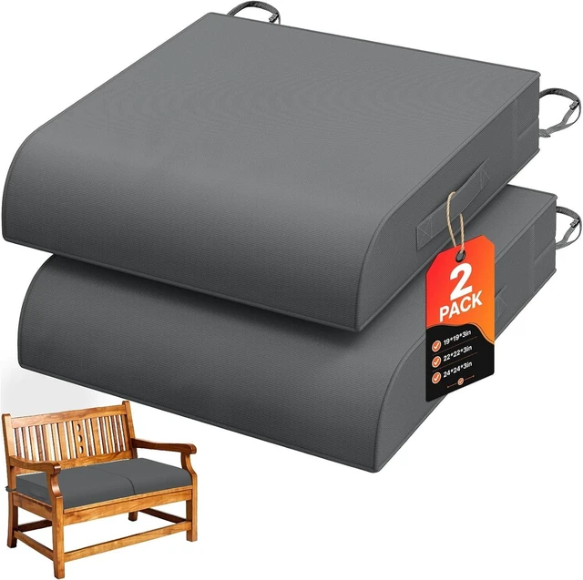 Main image of Set of 2, 19 x 19 x 3 Inch Outdoor Patio Chair Cushions, Grey
