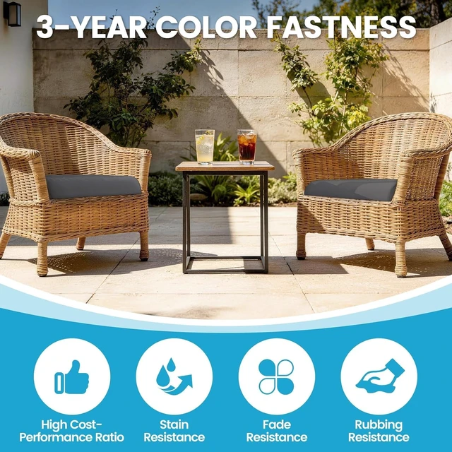 Alt view image 5 of 7 - Set of 2, 19 x 19 x 3 Inch Outdoor Patio Chair Cushions, Grey