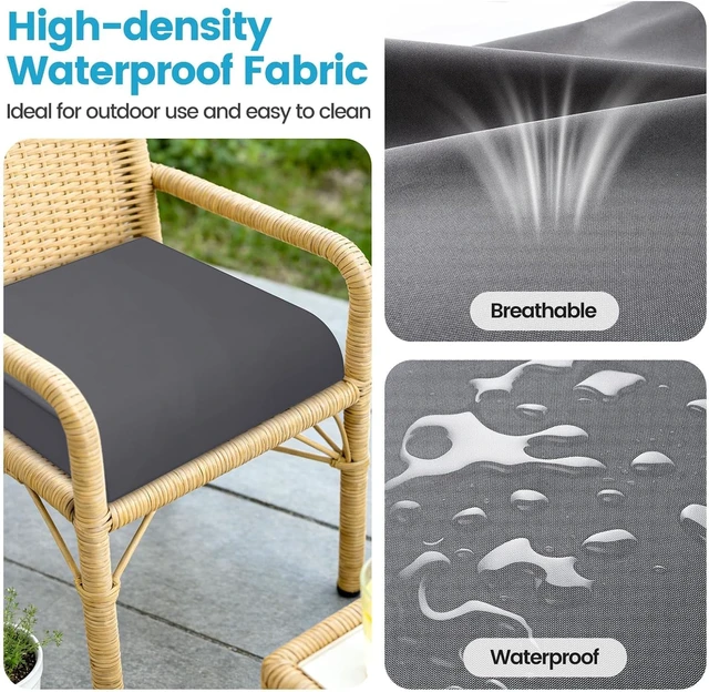 Alt view image 4 of 7 - Set of 2, 19 x 19 x 3 Inch Outdoor Patio Chair Cushions, Grey