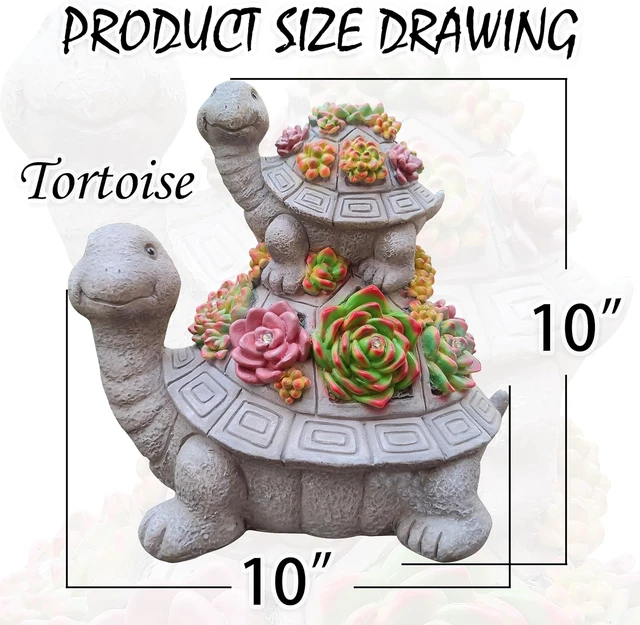 Alt view image 3 of 7 - Large Solar Turtle Garden Statue with Succulent & 6 LED Lights Outdoor Decor Art for Garden, Home, Lawn, Yard & Balcony