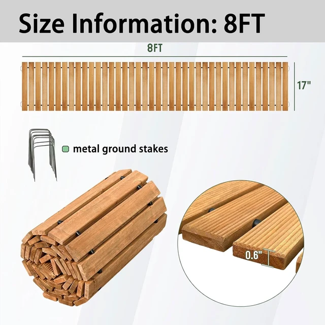 Alt view image 3 of 7 - 8 Ft Roll-Out Wooden Garden Pathway Outdoor Wood Walkway (Natural)