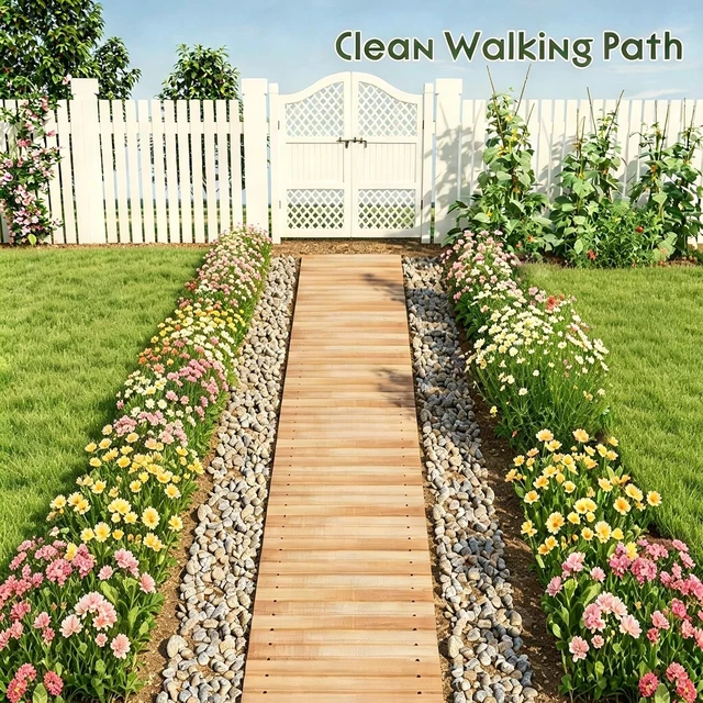 Alt view image 5 of 7 - 8 Ft Roll-Out Wooden Garden Pathway Outdoor Wood Walkway (Natural)