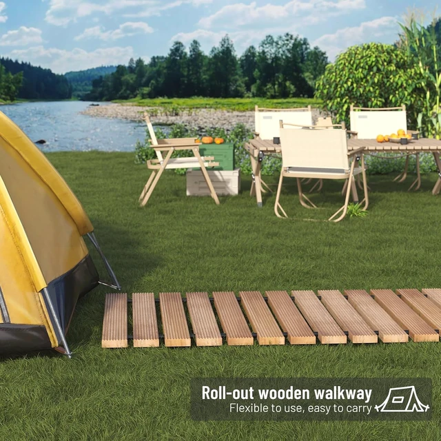 Alt view image 6 of 7 - 8 Ft Roll-Out Wooden Garden Pathway Outdoor Wood Walkway (Natural)