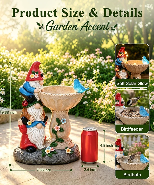 Alt view image 3 of 7 - Funny Triple Stacked Solar Gnome Garden Statue