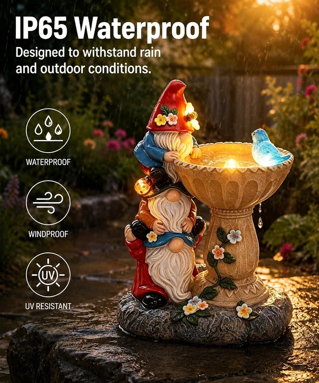 Alt view image 5 of 7 - Funny Triple Stacked Solar Gnome Garden Statue