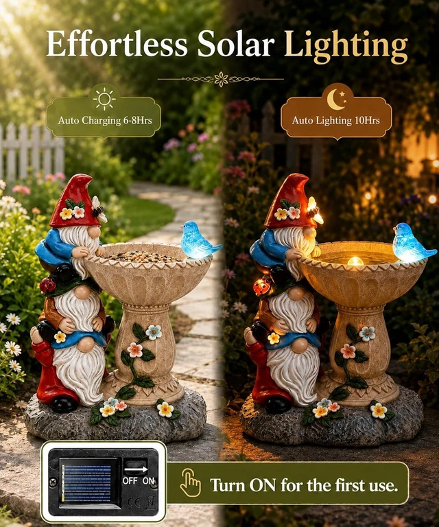 Alt view image 4 of 7 - Funny Triple Stacked Solar Gnome Garden Statue
