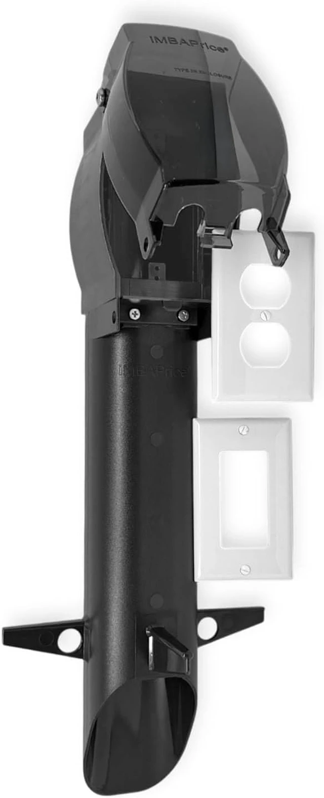Alt view image 3 of 7 - GPD19B-1 19.5" Low-Profile Outdoor Power Post Enclosure Black Landscape Electrical Post for GFCI & Duplex Outlets