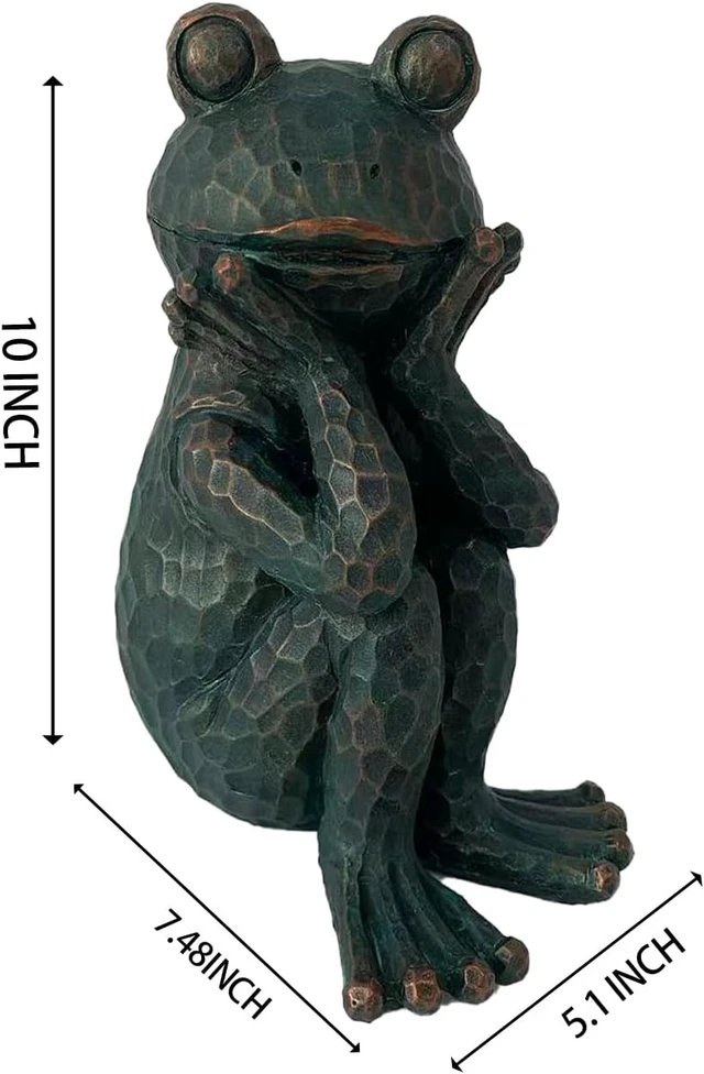 Alt view image 3 of 7 - 10" H Verdigris Green Meditation Frog Lawn & Garden Statue