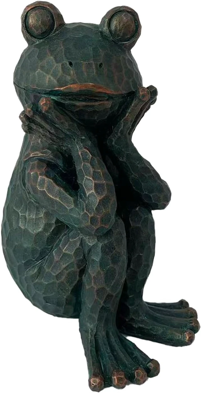 Alt view image 5 of 7 - 10" H Verdigris Green Meditation Frog Lawn & Garden Statue