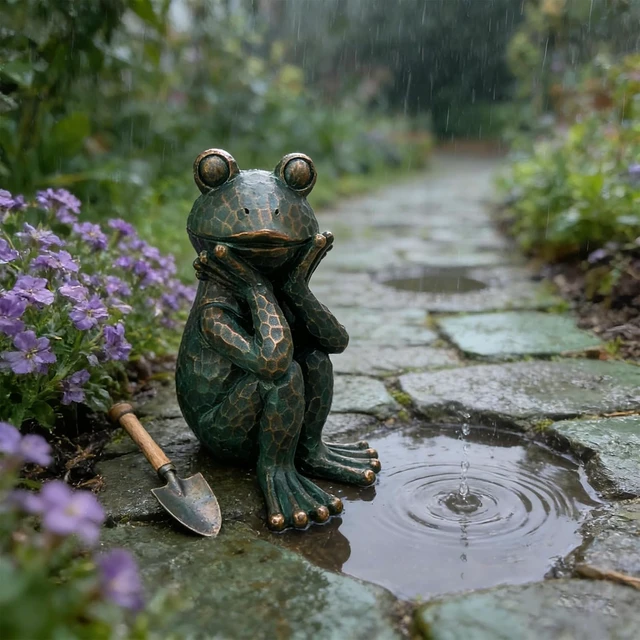 Alt view image 4 of 7 - 10" H Verdigris Green Meditation Frog Lawn & Garden Statue
